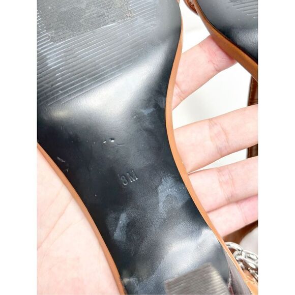 Calvin Klein Sandals Womens Size 8 Brown Chained Open Toe Heels - Picture 11 of 12